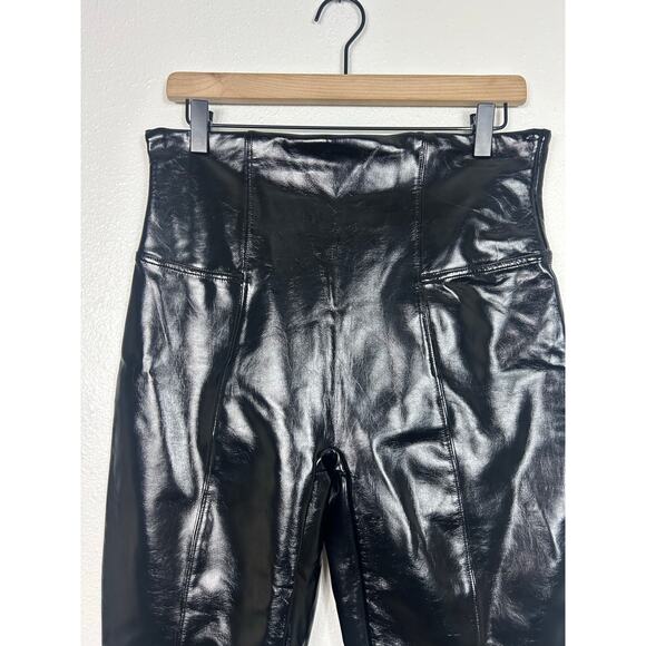 SPANX Faux Patent Leather Leggings Black Sz XL - Picture 4 of 7